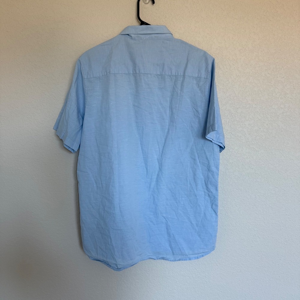 Travis Mathew Mens Light Blue Short Sleeve Button Down Cotton Blend Shirt Large - Picture 2 of 6
